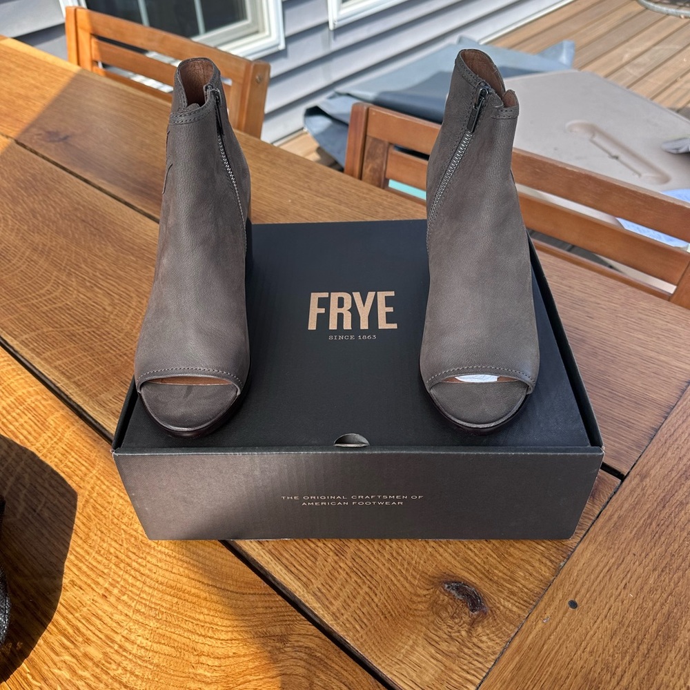 Frye Women's Gray Peep Toe Ankle Booties